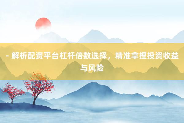 - 解析配资平台杠杆倍数选择，精准拿捏投资收益与风险
