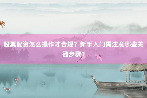 股票配资怎么操作才合规？新手入门需注意哪些关键步骤？