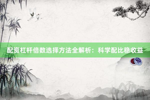 配资杠杆倍数选择方法全解析：科学配比稳收益