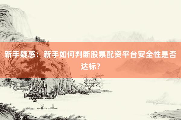 新手疑惑：新手如何判断股票配资平台安全性是否达标？
