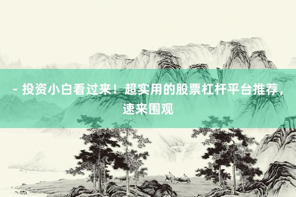 - 投资小白看过来！超实用的股票杠杆平台推荐，速来围观