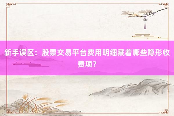 新手误区：股票交易平台费用明细藏着哪些隐形收费项？