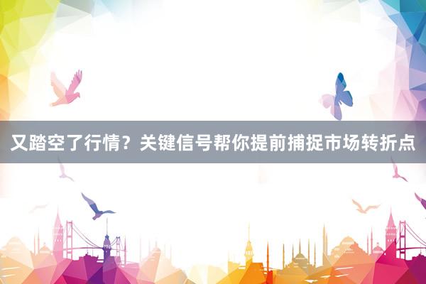 又踏空了行情？关键信号帮你提前捕捉市场转折点