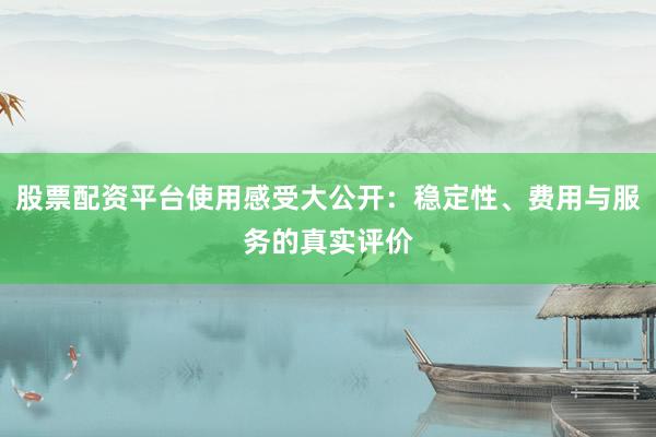 股票配资平台使用感受大公开：稳定性、费用与服务的真实评价